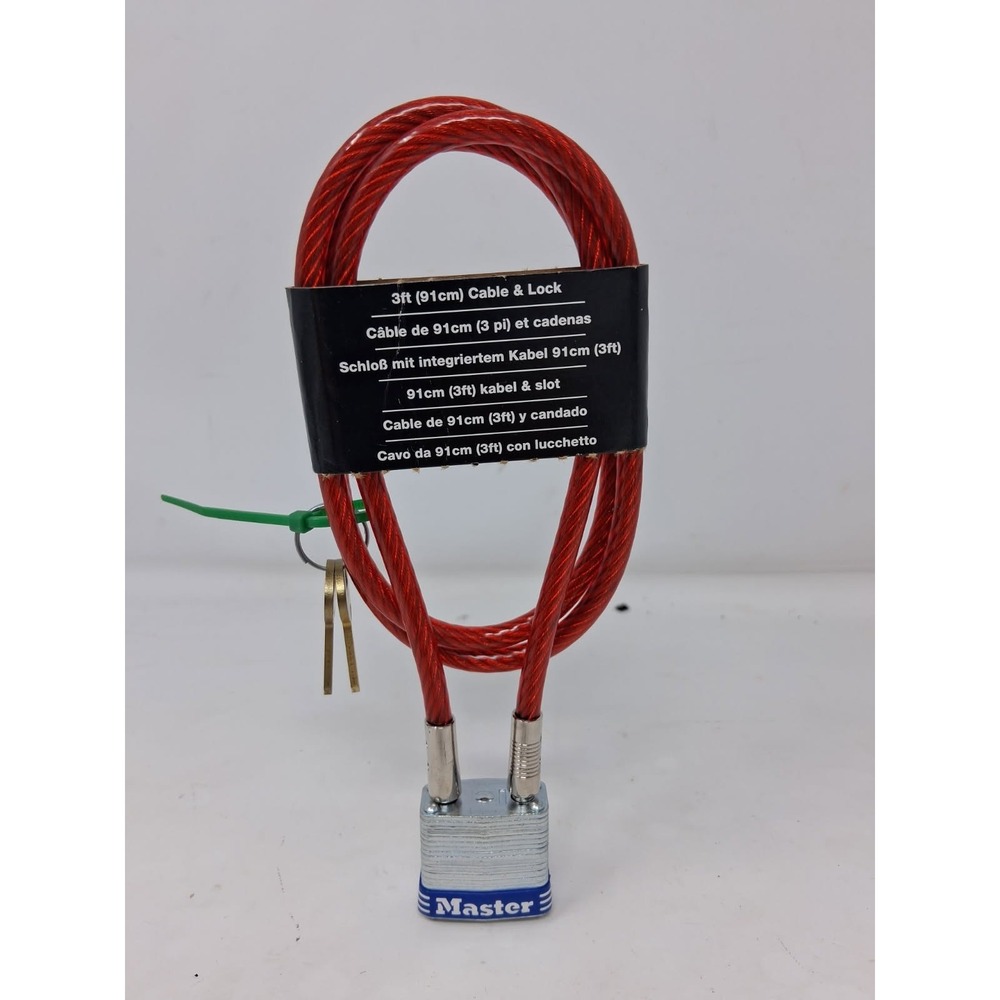 Master Lock 719D 3 L ft. x 3/16 Dia. in. Cable with Laminated Steel Padlock. O